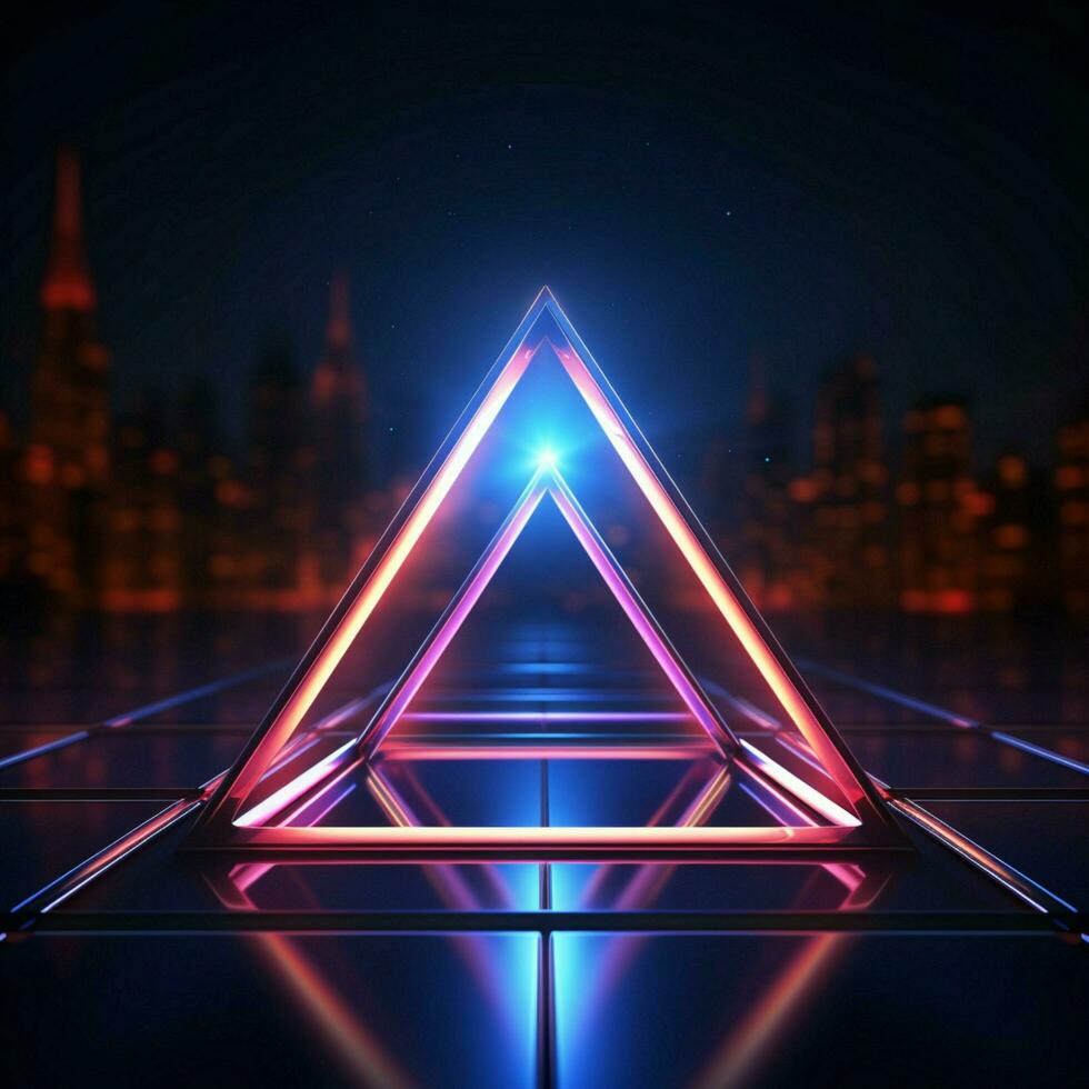 Design creativity showcased in a 3D rendering with neon rhombus For Social Media Post Size AI Generated photo