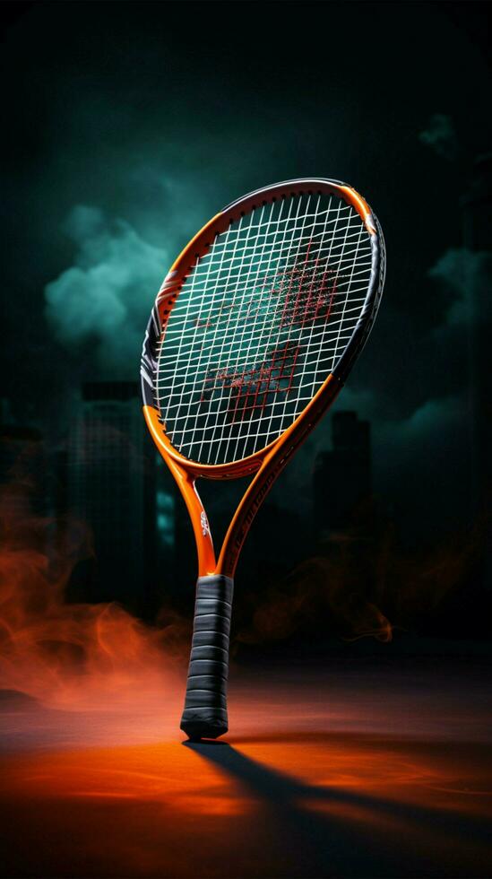 Pro badminton dynamics, Player, racquet, shuttlecock epitomize court excellence Vertical Mobile Wallpaper AI Generated photo