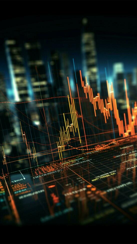 Graph and chart backdrop embodies forex trading, market dynamics, and investment concepts Vertical Mobile Wallpaper AI Generated photo