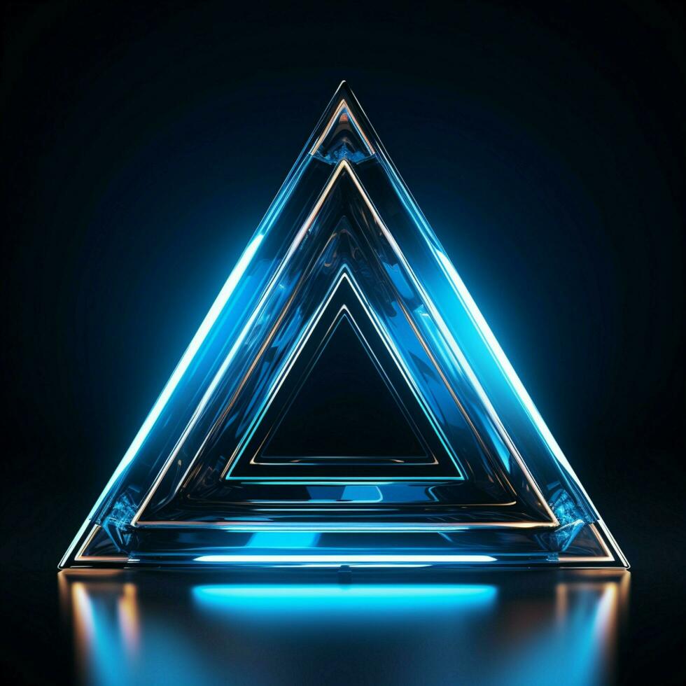 Blue neon triangle Elemental simplicity with a vibrant, modern edge For Social Media Post Size AI Generated photo