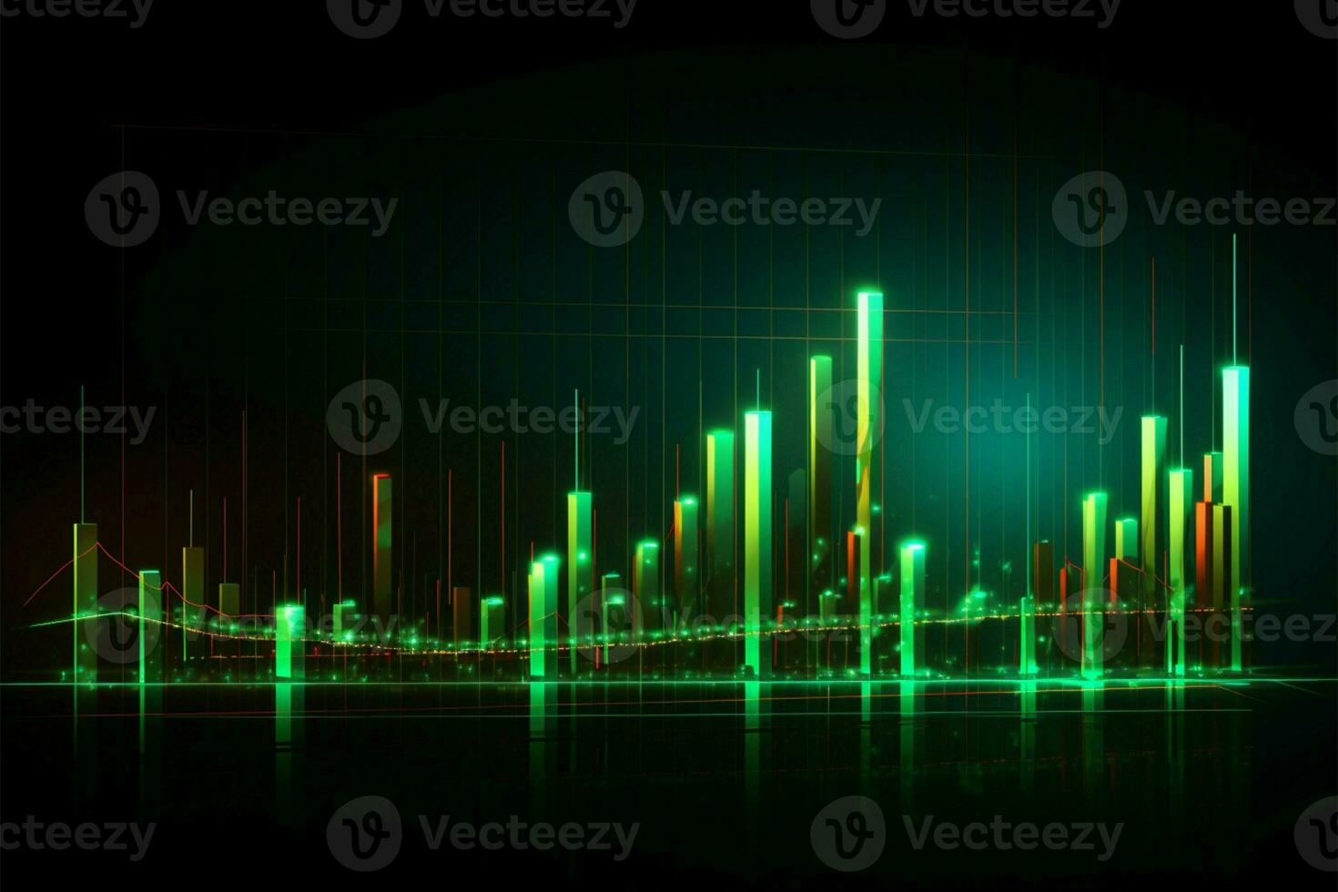 Green financial graph Stock markets profit and loss, upward trend AI Generated photo