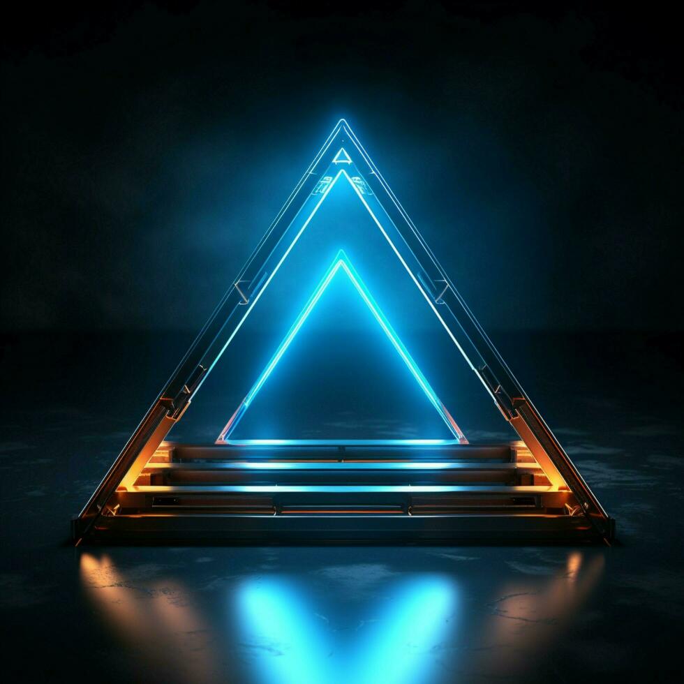 Contemporary neon style with a blue triangular design element For Social Media Post Size AI Generated photo