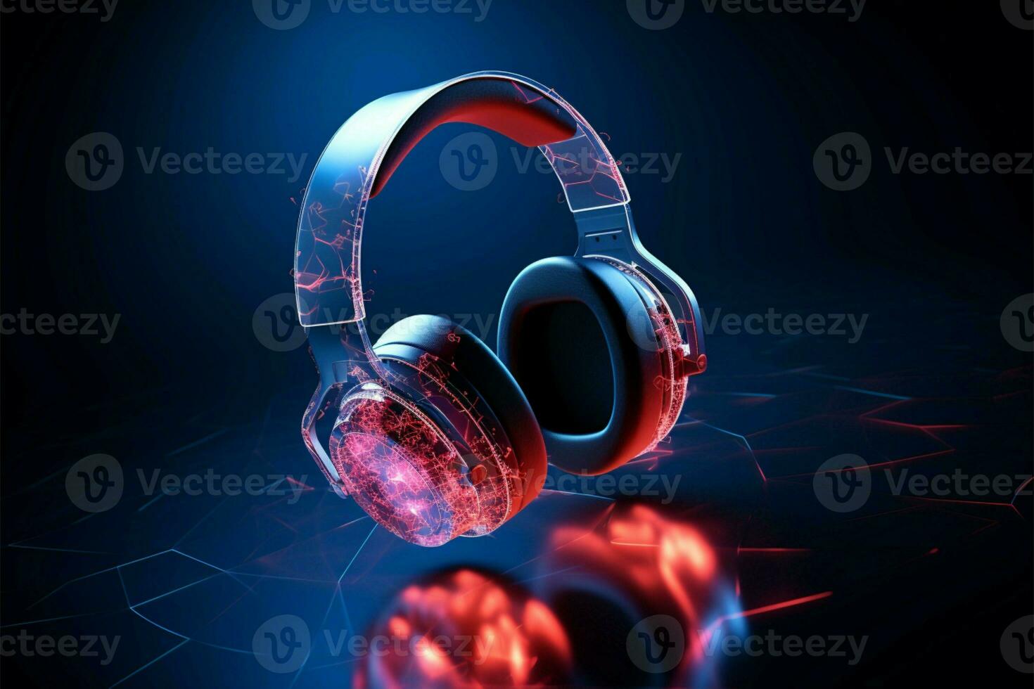 Immerse in sound with 3D rendered gaming headset, the audio device AI Generated photo