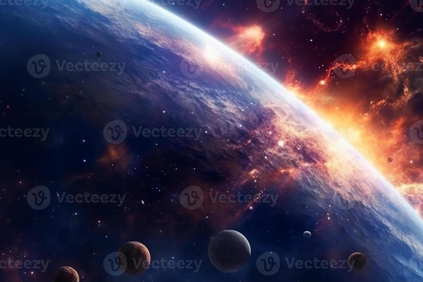 Planets, stars and galaxies in outer space showing the beauty of space exploration. photo