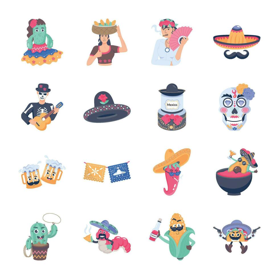 Set of Cinco de Mayo Flat Icons vector