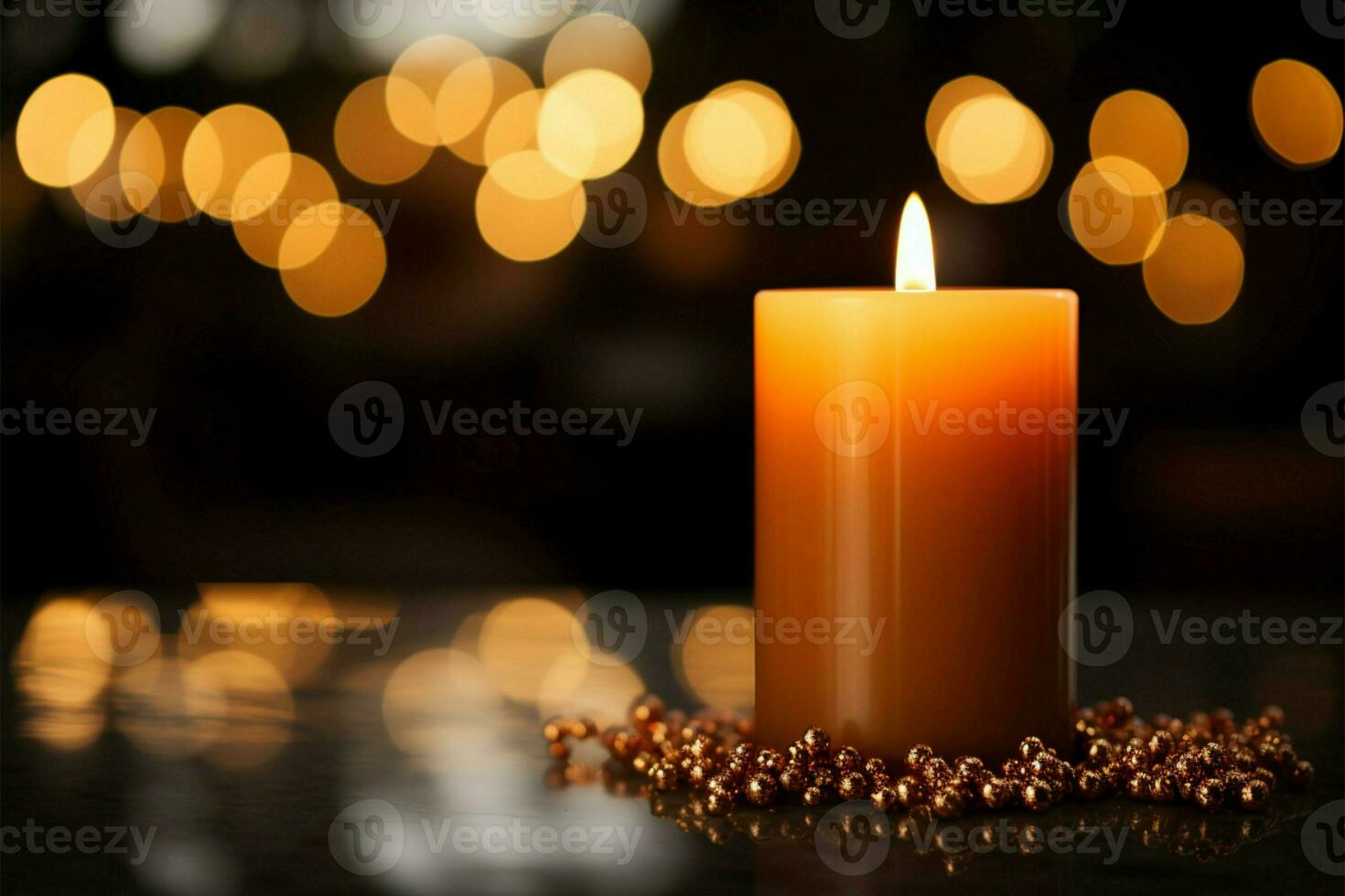 Cozy appreciation Round bokeh encircles a Thanksgiving themed aromatic candle AI Generated photo