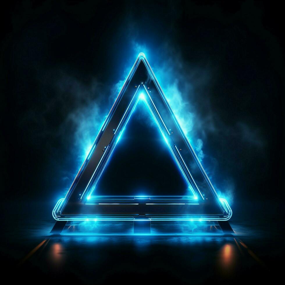 Sleek neon design A striking blue triangle element stands out For Social Media Post Size AI Generated photo