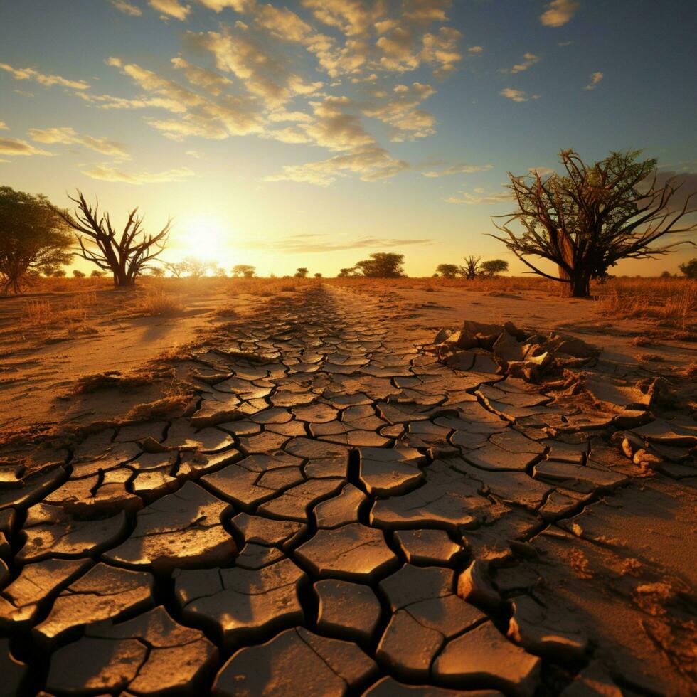 tierra en angustia desiertos agrietado suelo corteza significa clima cambios rígido realidad para social medios de comunicación enviar Talla ai generado foto