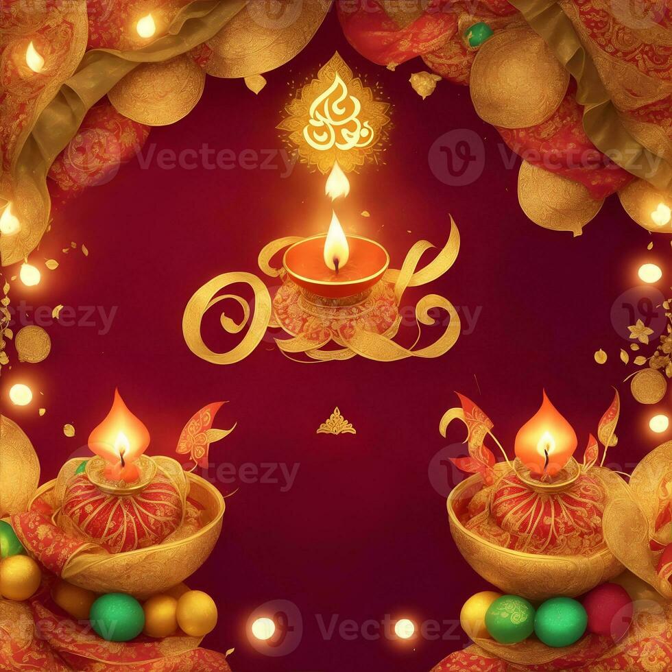 Happy Diwali template with blank space or image space on a festival-look background by Ai generated photo