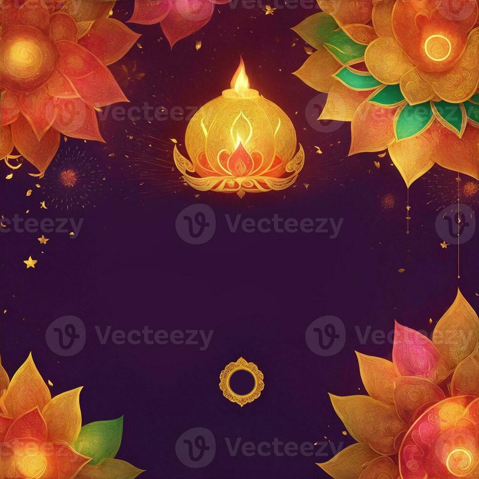 Happy Diwali template with blank space or image space on a festival-look background by Ai generated photo