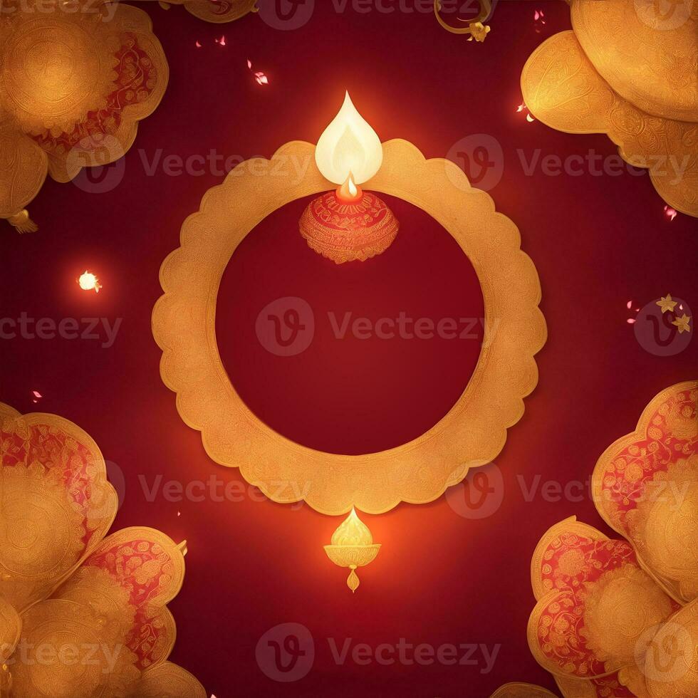 Happy Diwali template with blank space or image space on a festival-look background by Ai generated photo