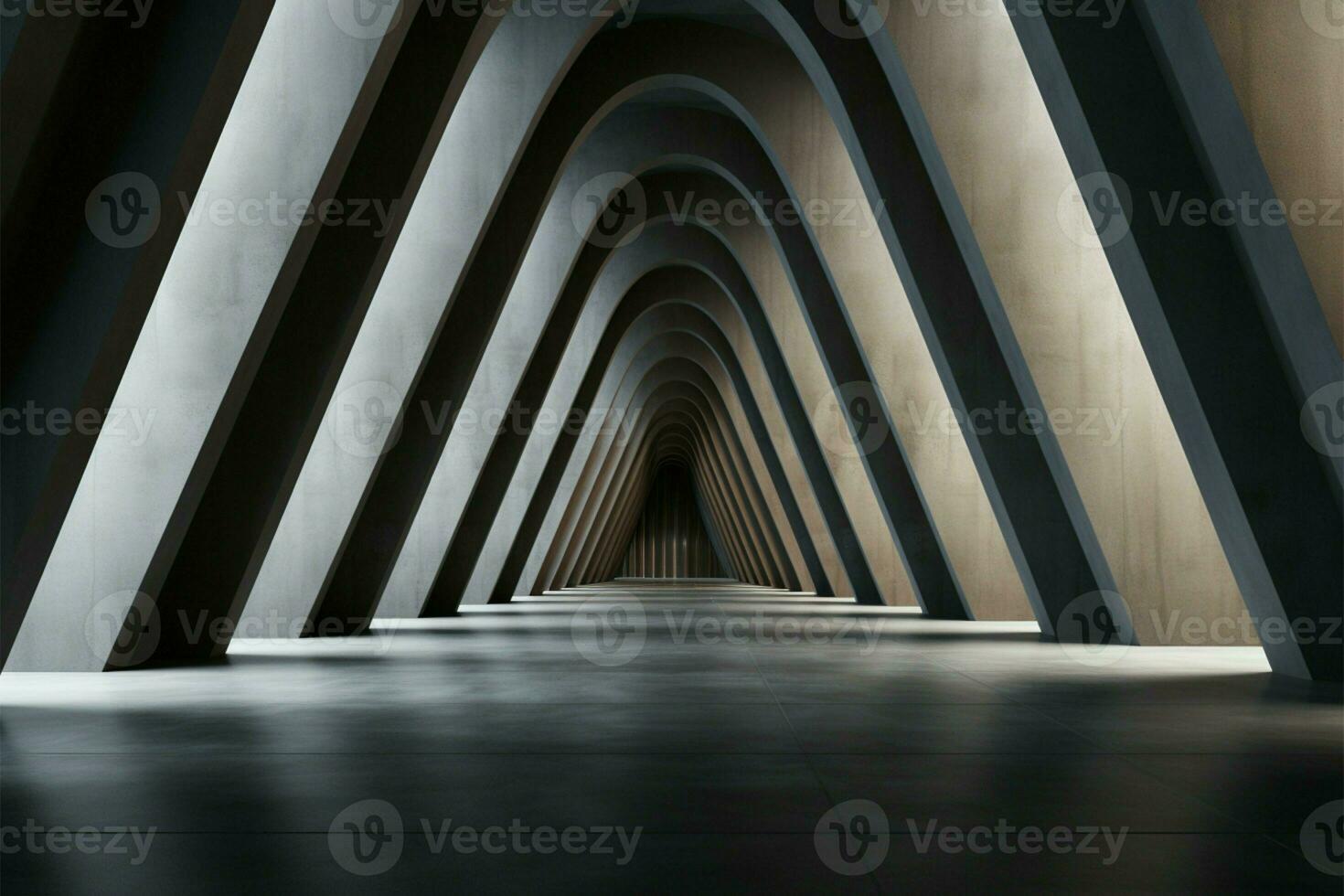 el seducir de un vacío cemento túneles resumen interior diseño ai generado foto