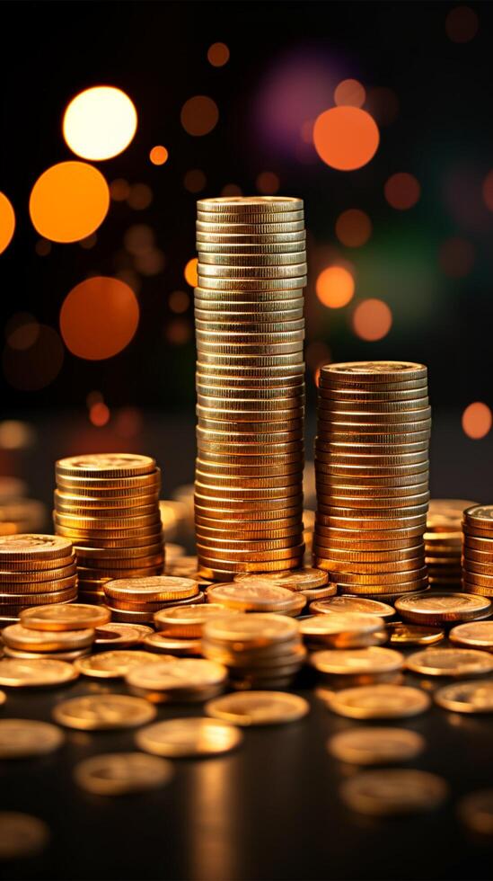 Financial growth graph adorned with coin stacks signifies lucrative(05)