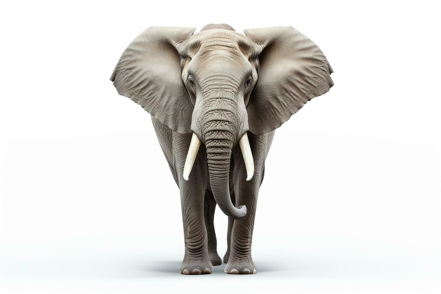 Elephant isolated on white background with clipping path. 3d illustration AI Generated photo