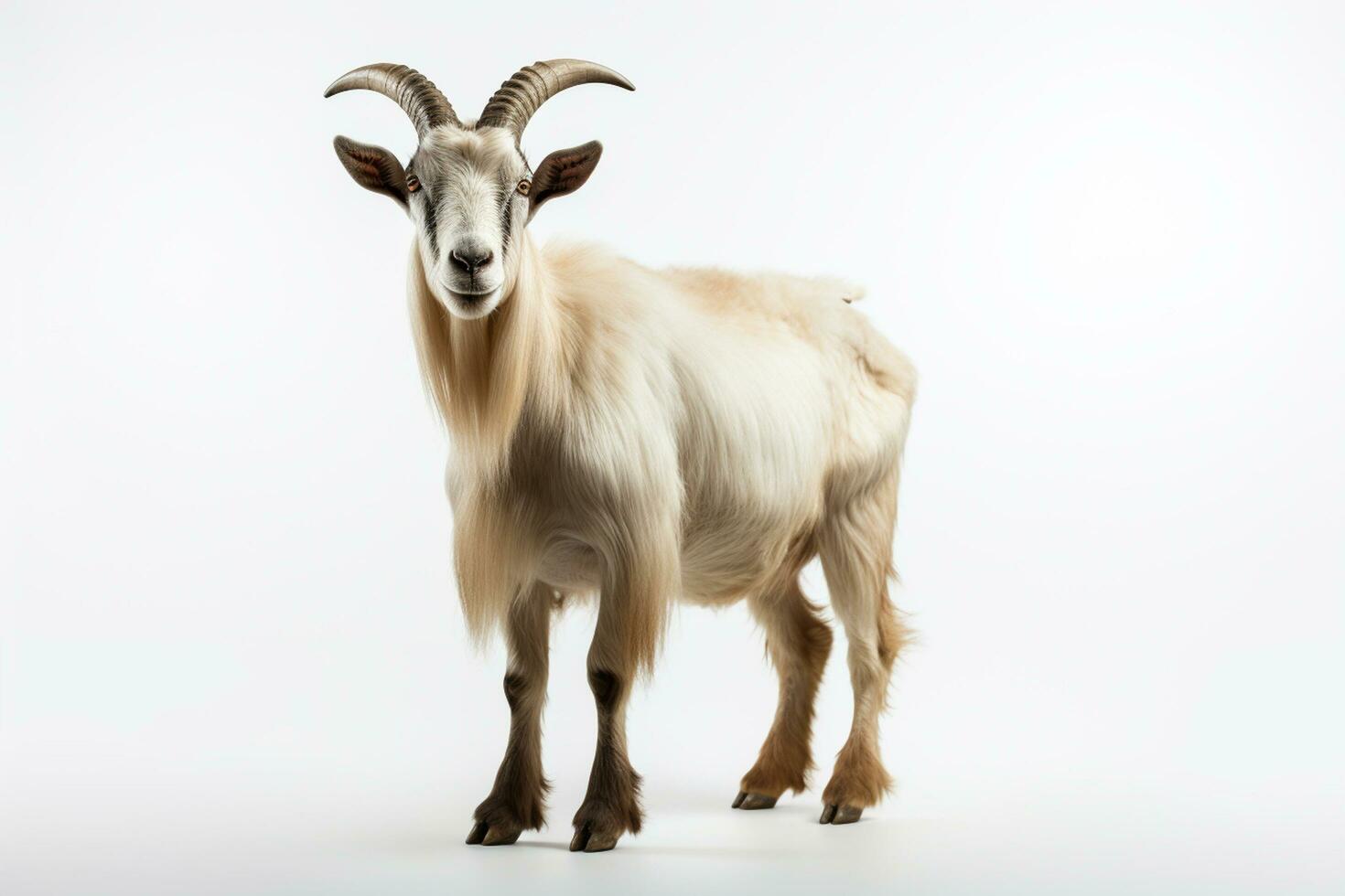 Portrait of a goat on a white background. Isolated. AI Generated photo