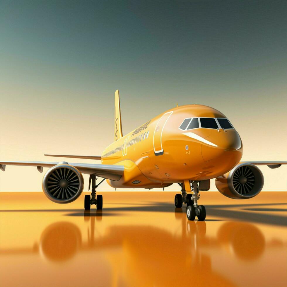 Travel vibes Airplane on orange backdrop conveys vacation and exploration symbolism For Social Media Post Size AI Generated photo