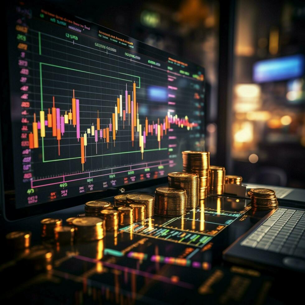 Visual trends Businesses, stock market analyzed through informative line graphs For Social Media Post Size AI Generated photo