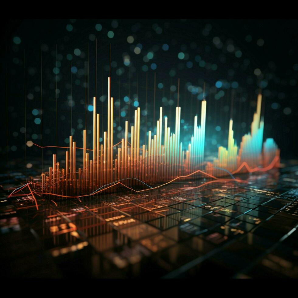 Financial stats, stock market visuals, and uptrend arrow merge in economy concept For Social Media Post Size AI Generated photo