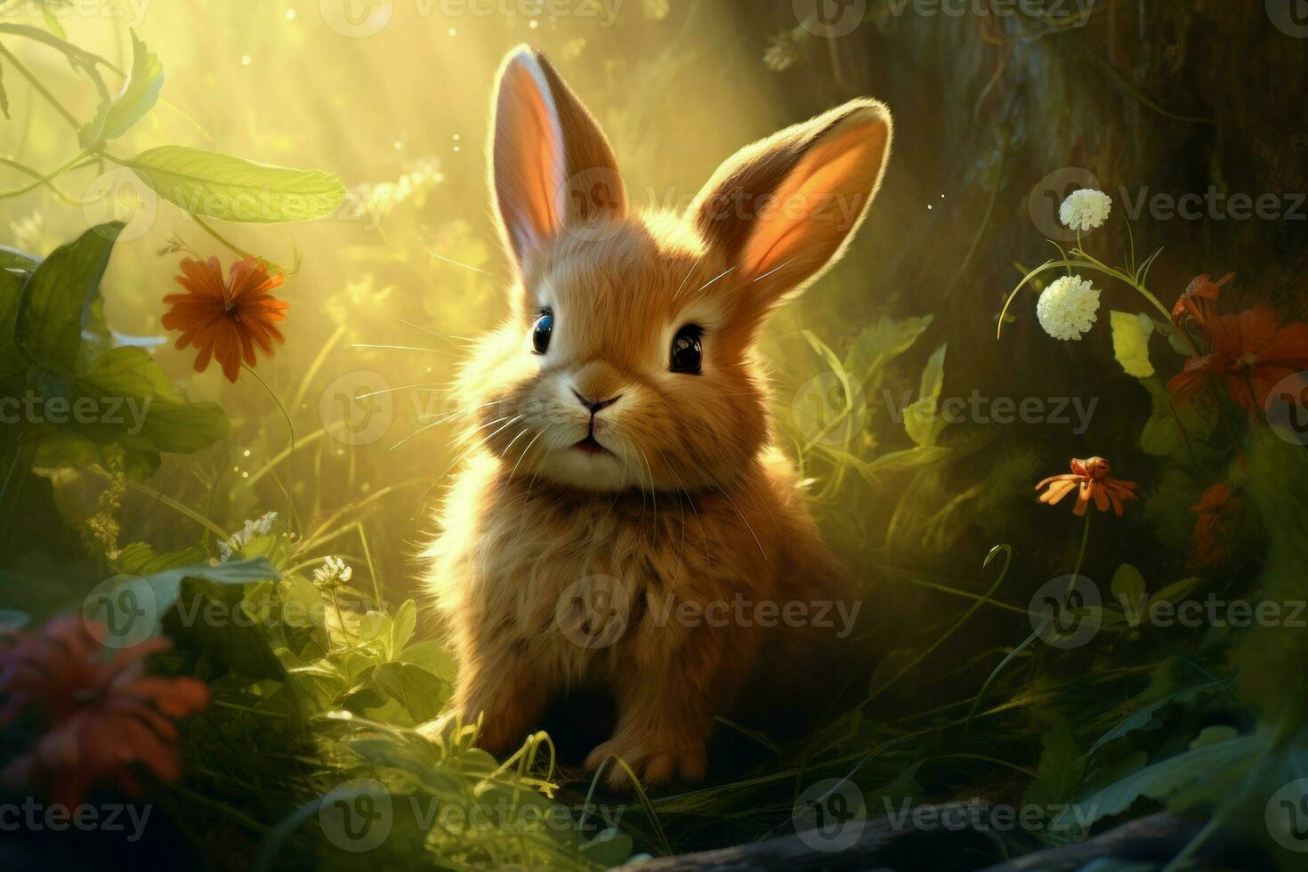 New Cute rabbit. Generate Ai photo