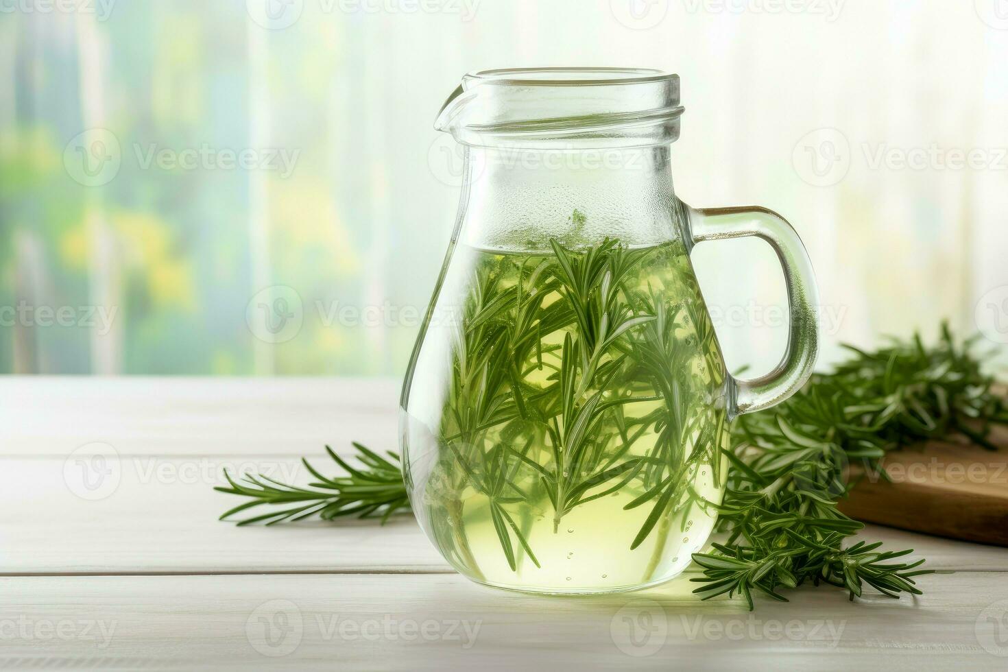 Jug of homemade refreshing tarragon drink. Generate Ai photo