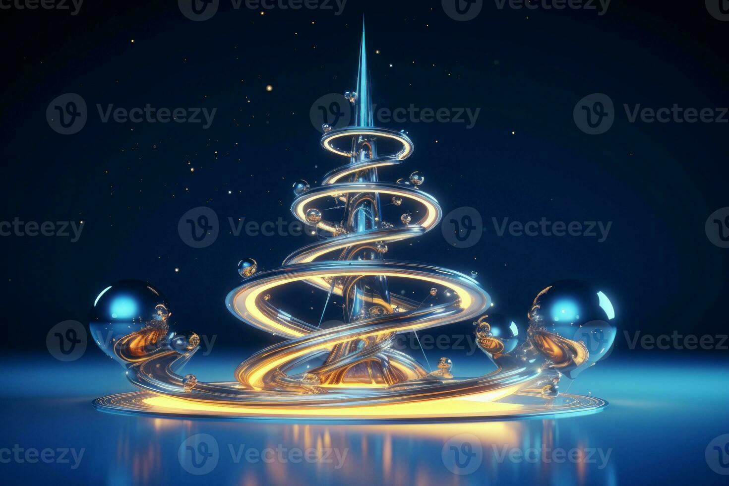 Enchanting Neon christmas tree lights. Generate Ai photo