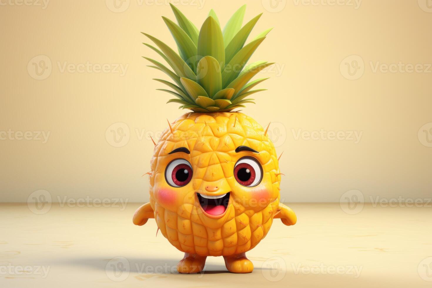 Cute pineapple character. Generate Ai photo