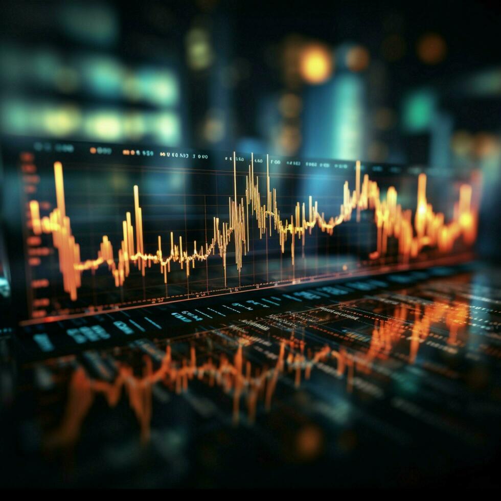 visualizante financiero tendencias negocio y valores mercado gráficos en atención para social medios de comunicación enviar Talla ai generado foto