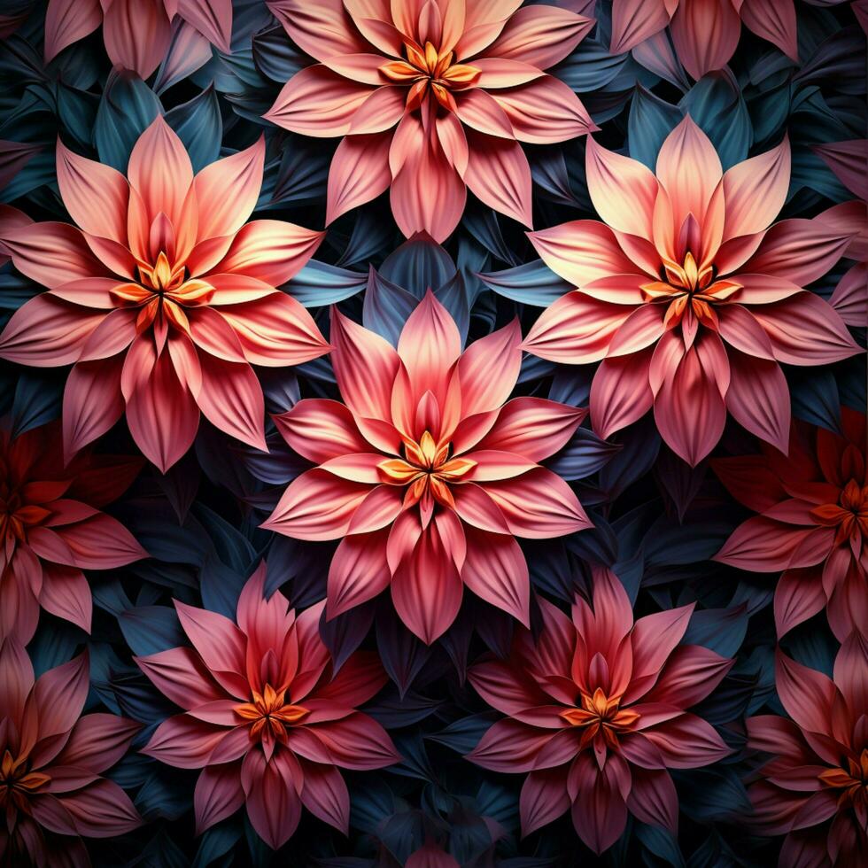 Geometric flowers create a mesmerizing pattern on a line art background For Social Media Post Size AI Generated photo