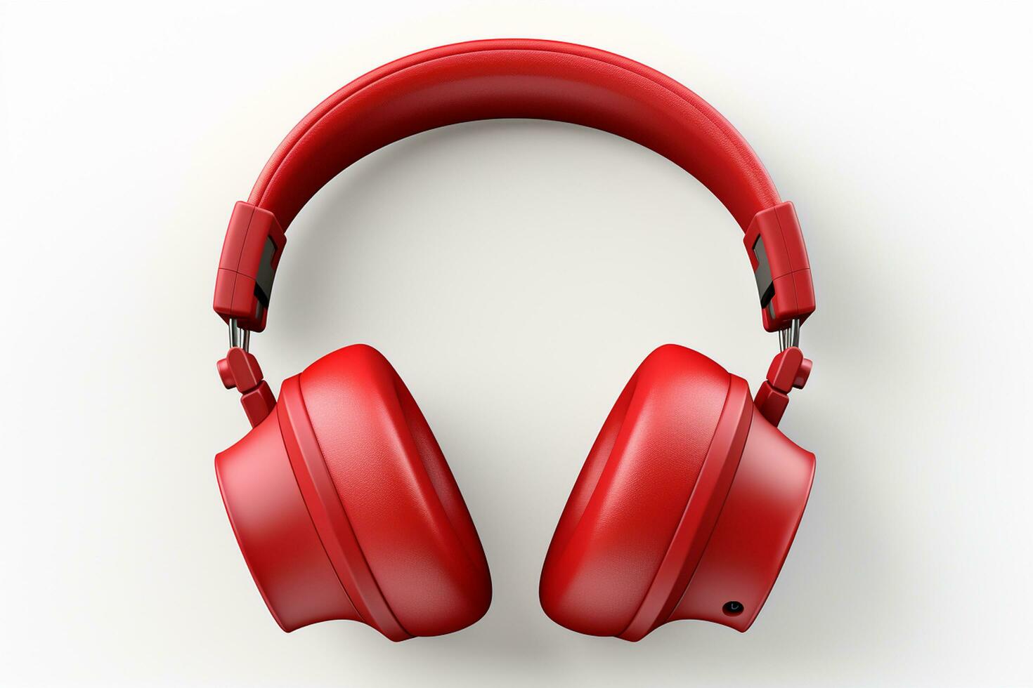 Red headphones on a white background. 3d illustration. Music concept Ai Generated photo