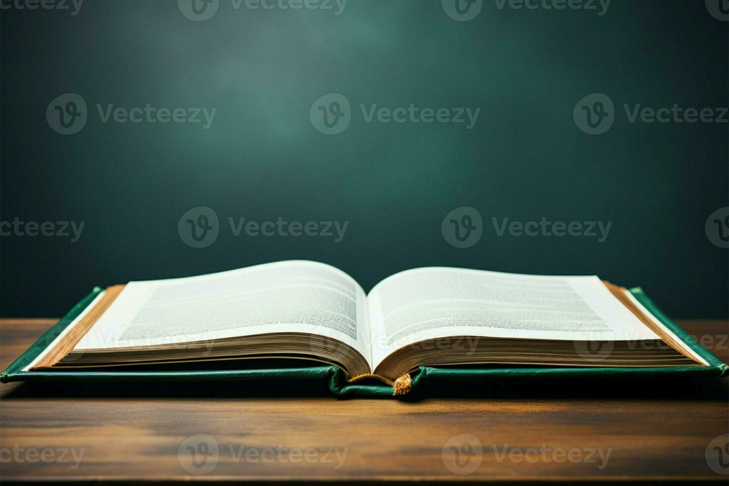 Closeup of a book, set against a green chalkboard background AI Generated photo