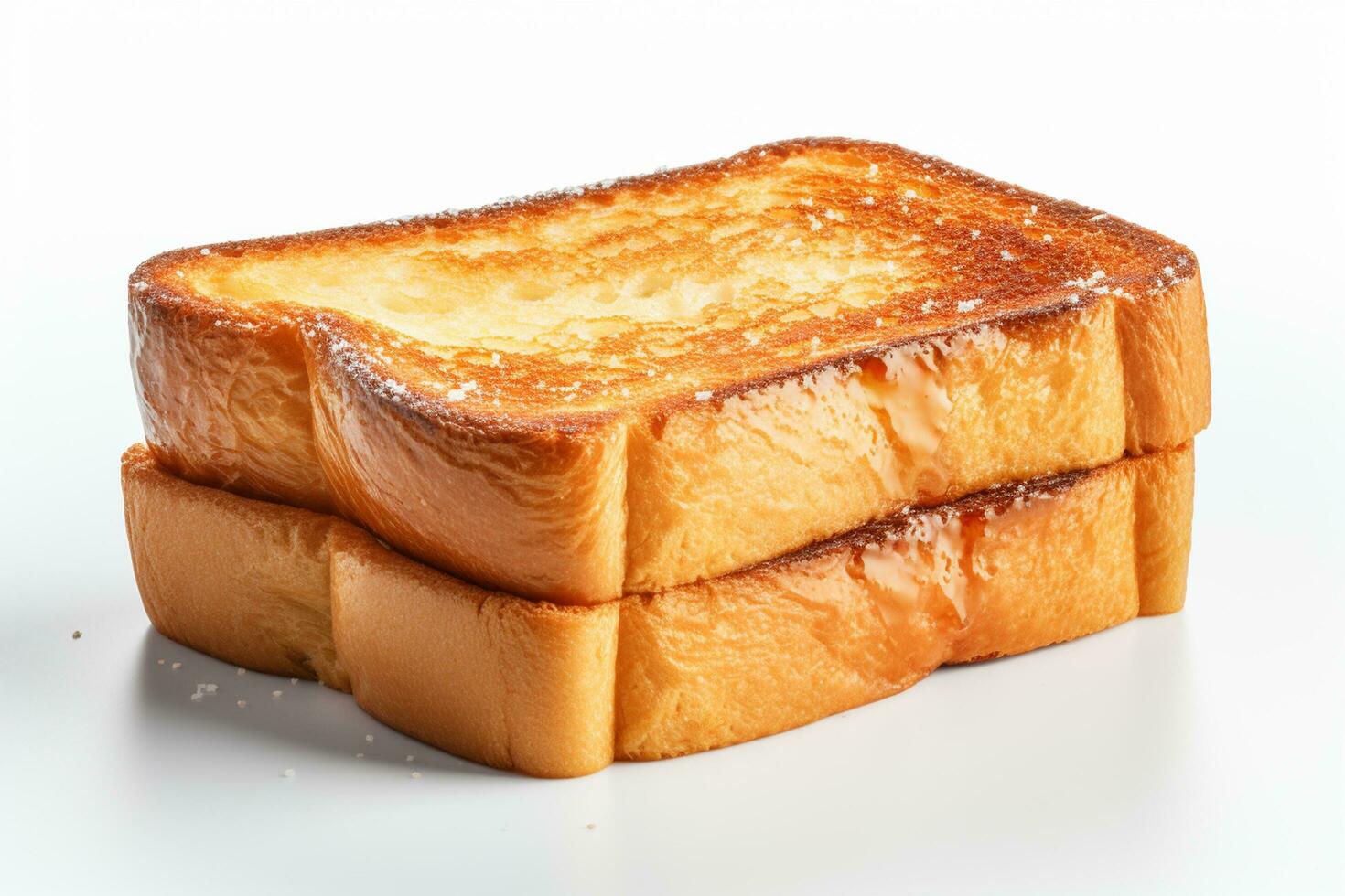 rebanadas de un pan con mantequilla aislado en un blanco antecedentes. ai generado foto