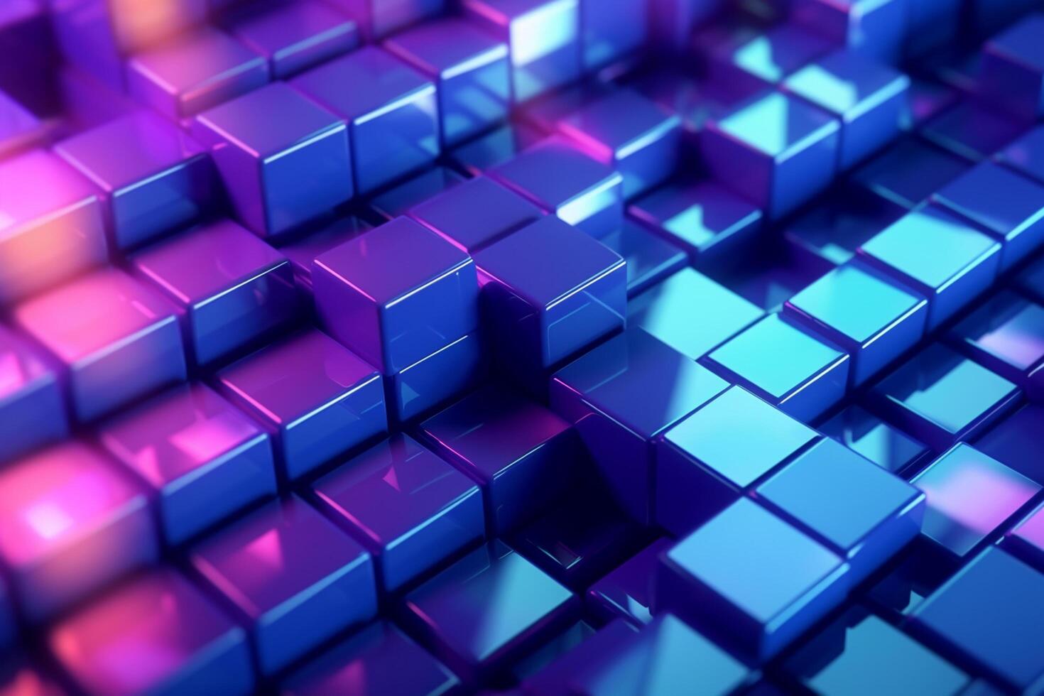 3d illustration of abstract geometric background with cubes in blue and pink photo