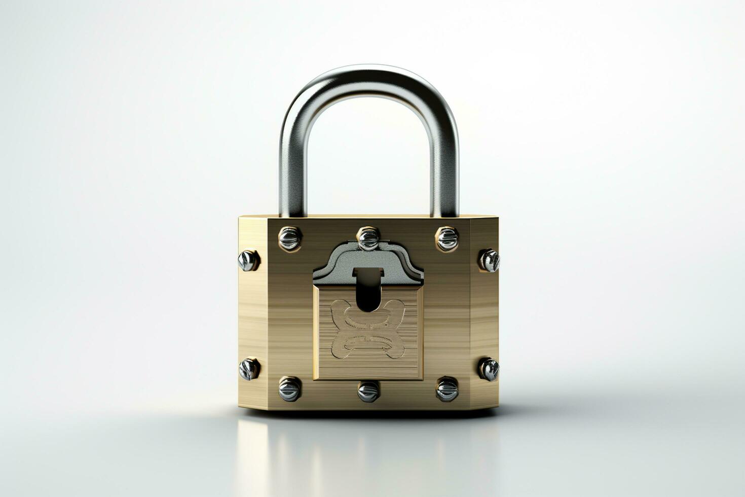 Golden padlock isolated on a white background. 3d illustration. Ai Generated photo