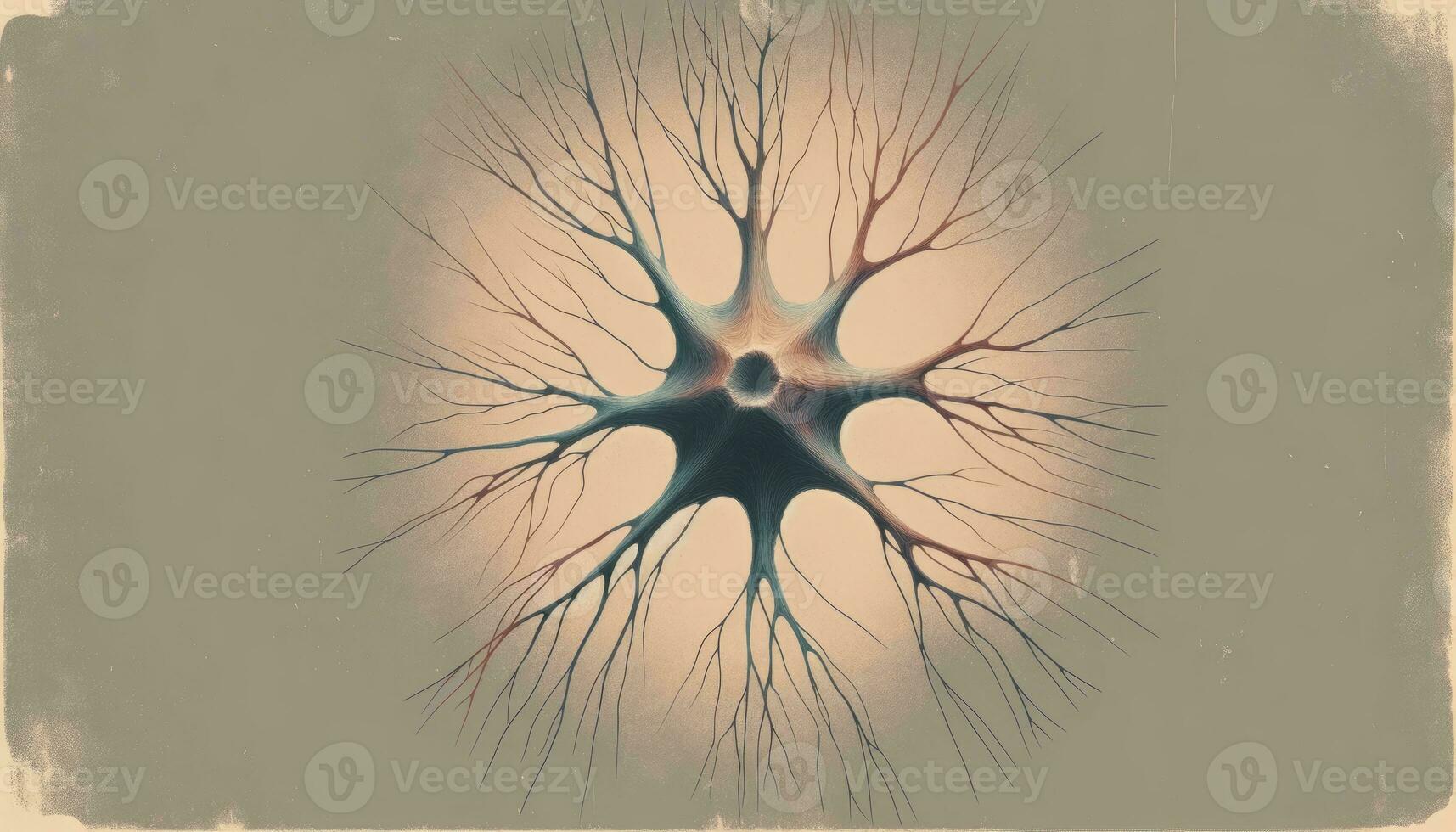 An artistic illustration of a neuron in faded colors, emphasizing a sense of isolation and vulnerability. AI Generative photo