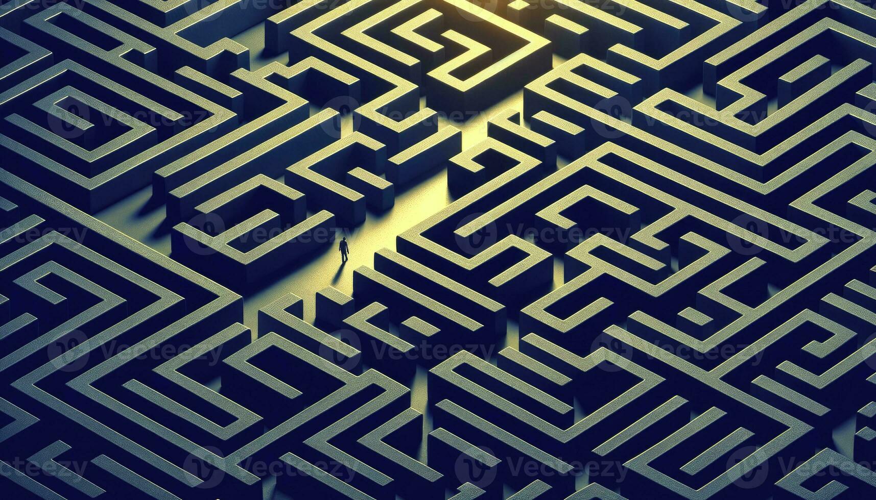 An artwork visualizing depression as a maze or labyrinth, representing the challenging journey of navigating overwhelming emotions. AI Generated photo