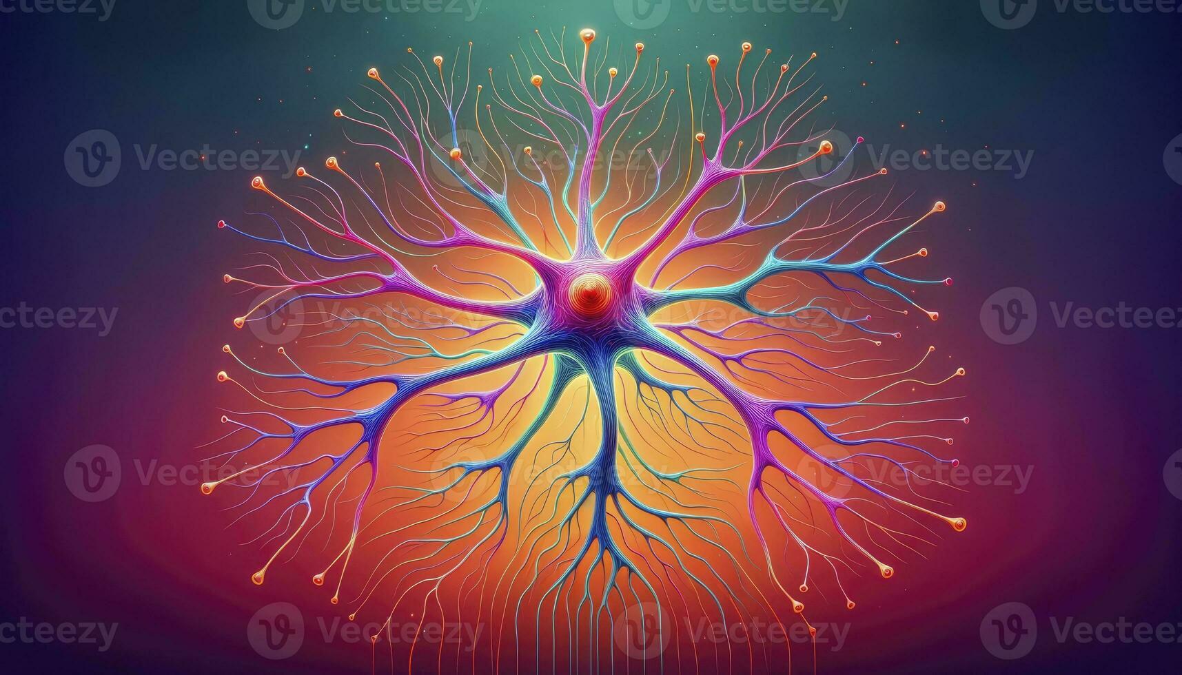 An artistic illustration of a neuron, highlighting its complexity and beauty. AI Generative photo