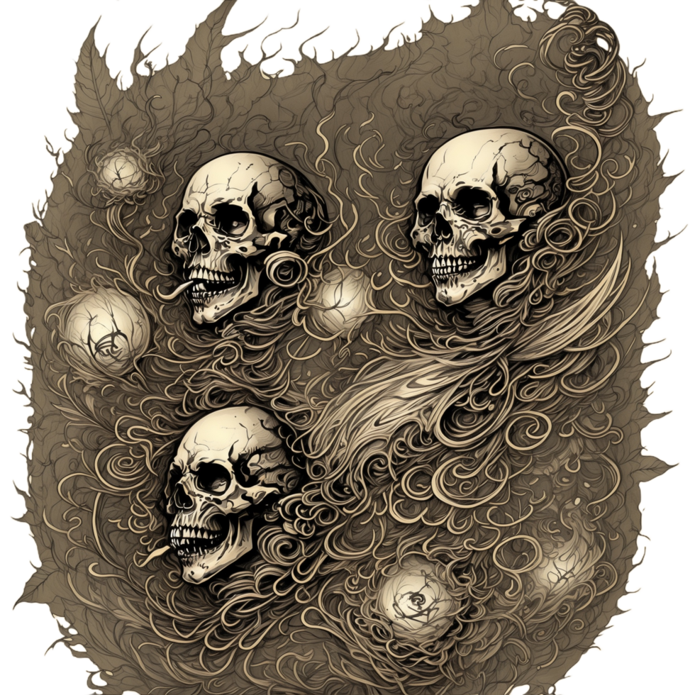 Steampunk skull and rose PNG transparent background Ai Generative