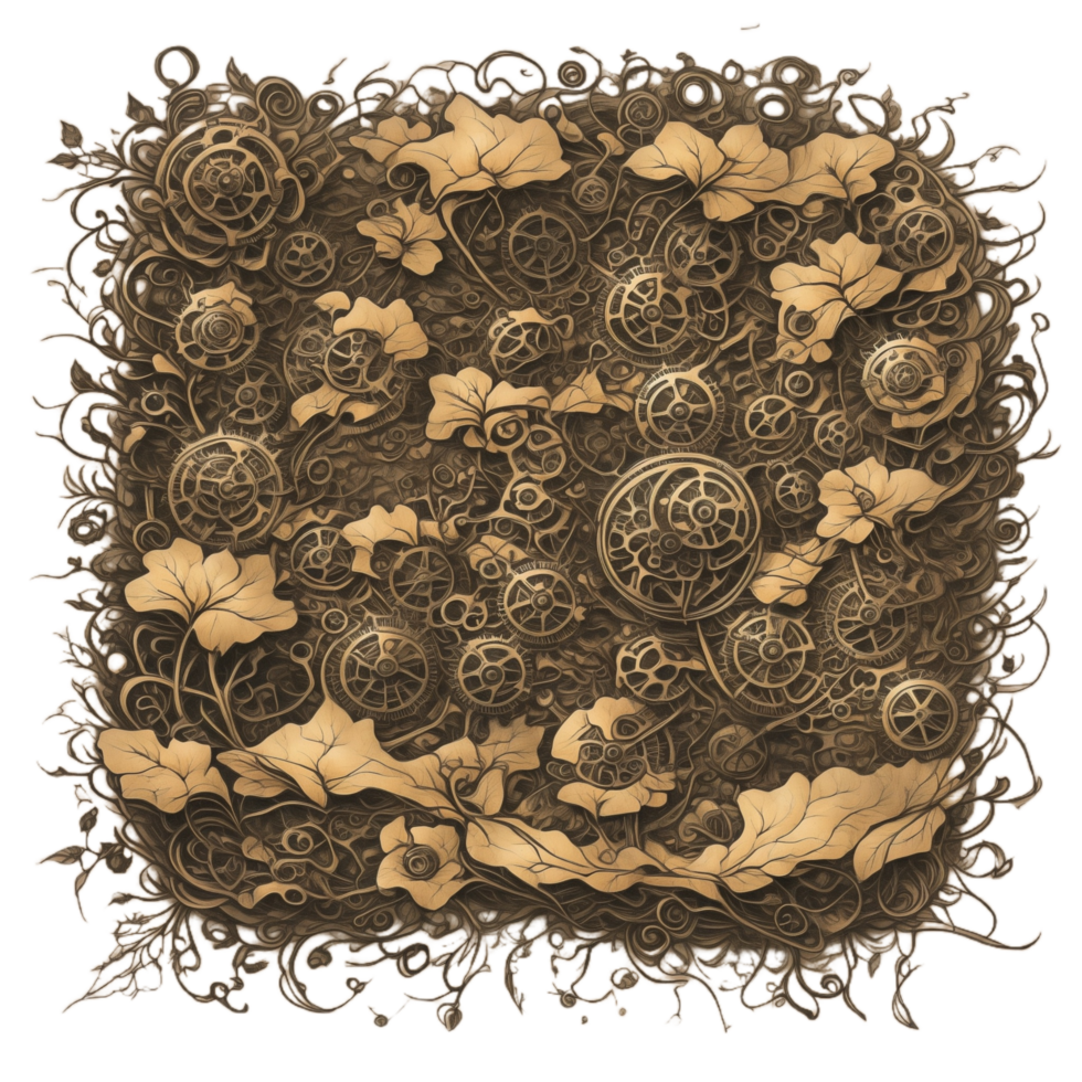 Steampunk skull and rose PNG transparent background Ai Generative