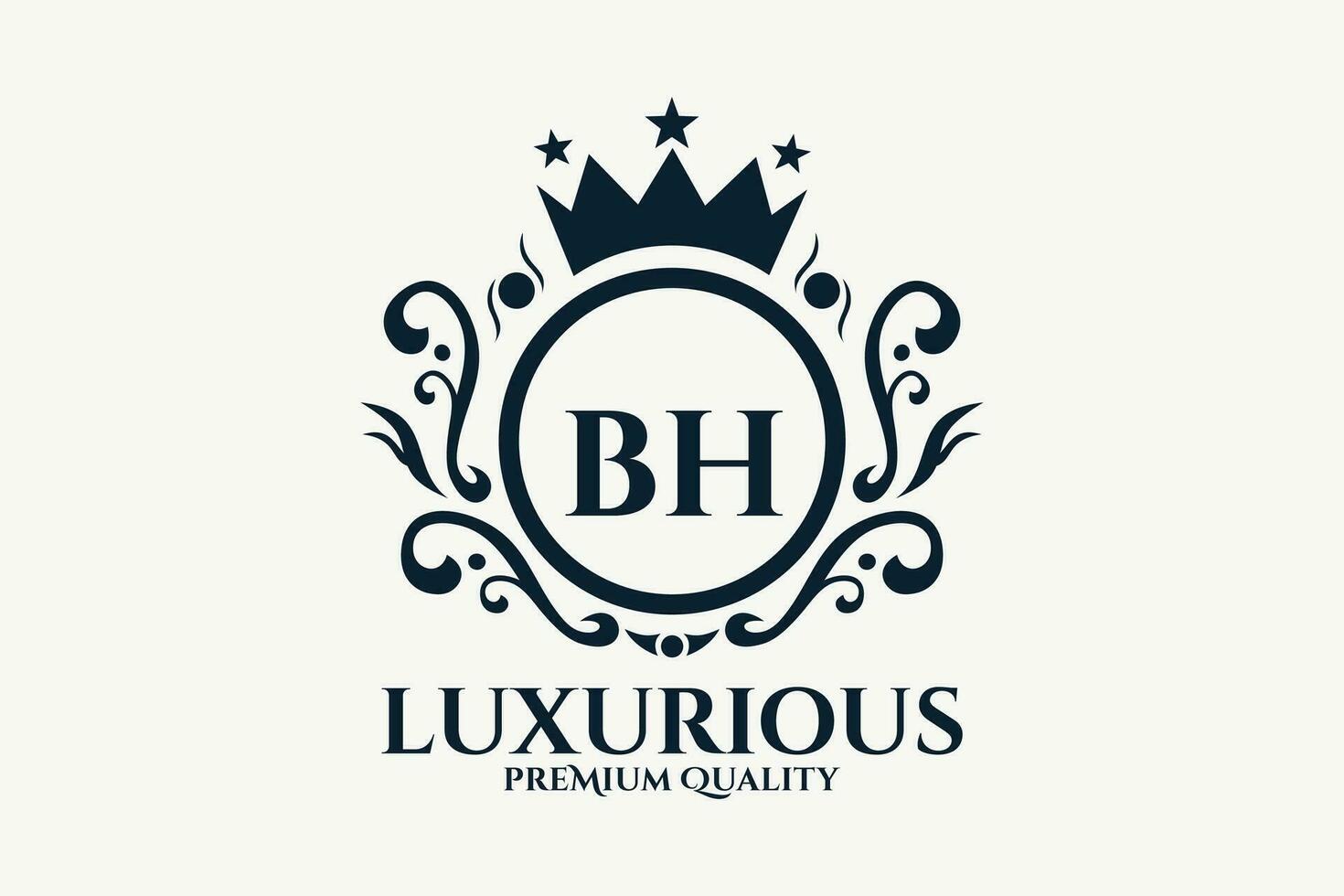 Initial  Letter BH Royal Luxury Logo template in vector art for luxurious branding  vector illustration.