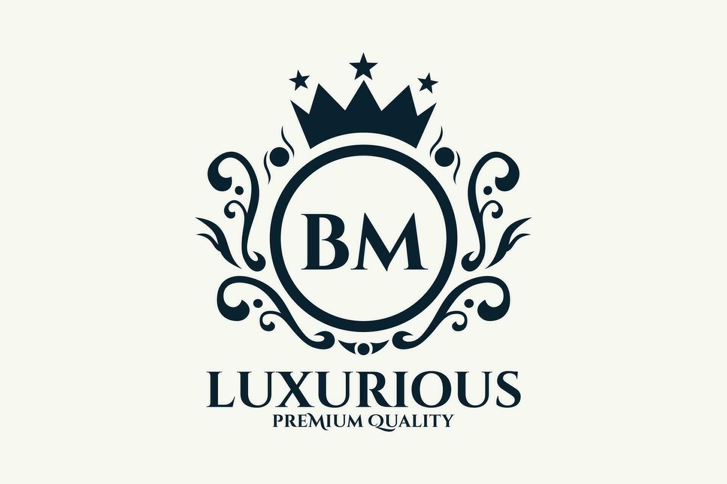 Initial  Letter BM Royal Luxury Logo template in vector art for luxurious branding  vector illustration.
