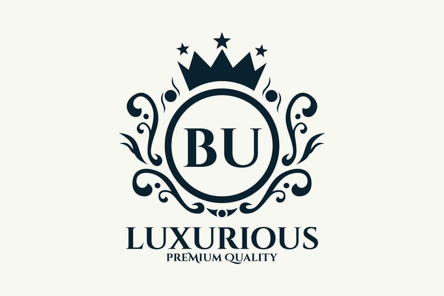 Initial  Letter BU Royal Luxury Logo template in vector art for luxurious branding  vector illustration.