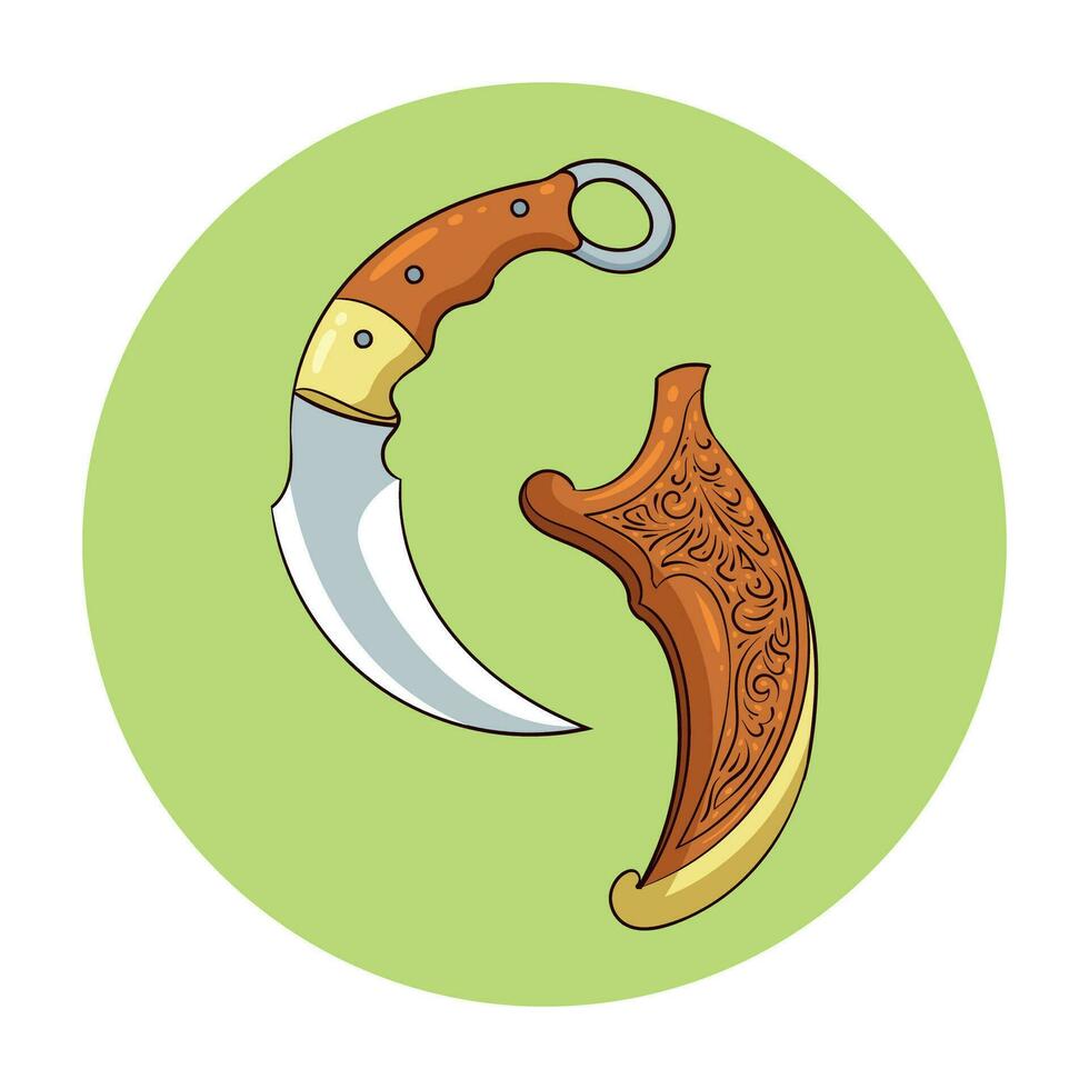 traditional kerambit weapon from minangkabau vector