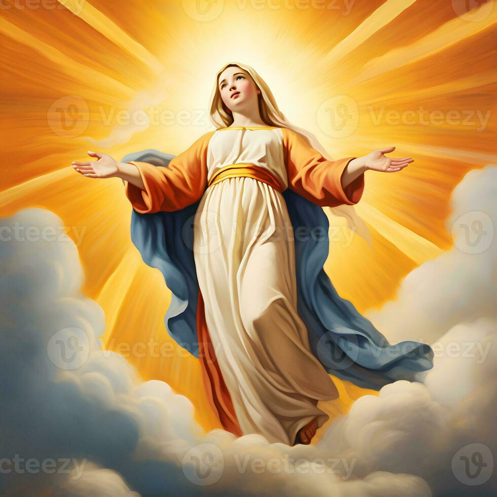 Portrait of lady of grace, Virgin Mary in the sky photo
