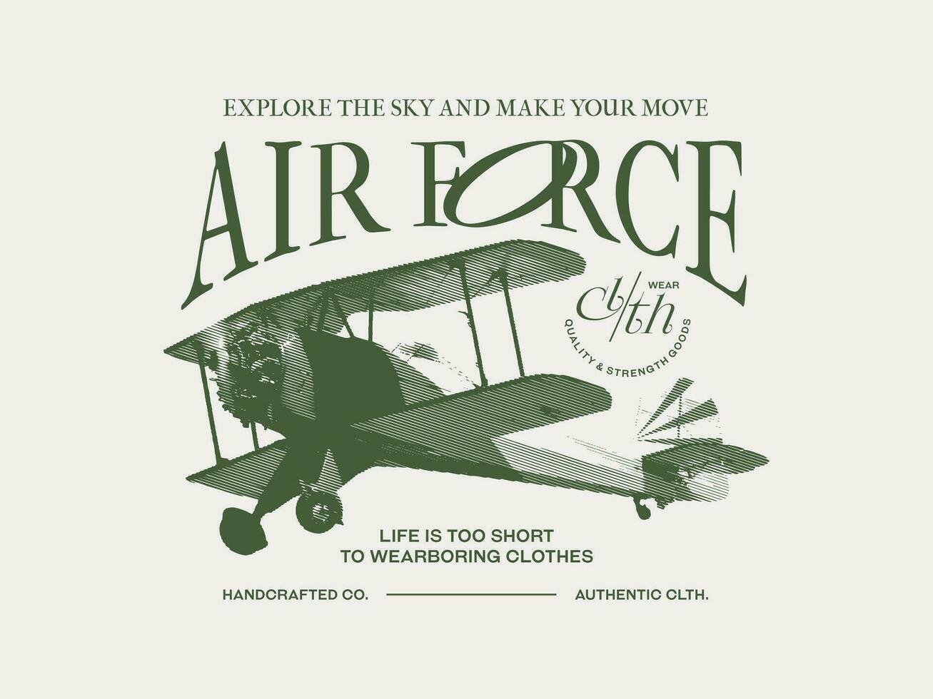 Vector air force emblem biplane label air force badges vector illustration