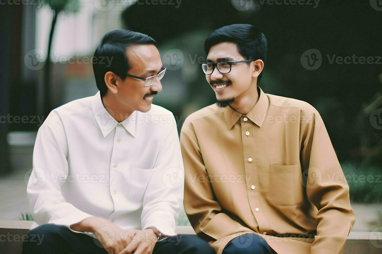 Indonesian male teacher with his student AI Generative photo