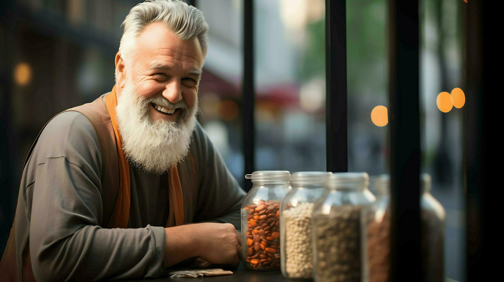 a man in restaurant ai generative photo