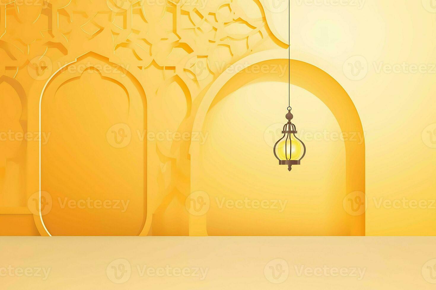 flat islamic background with lantern ai generative photo