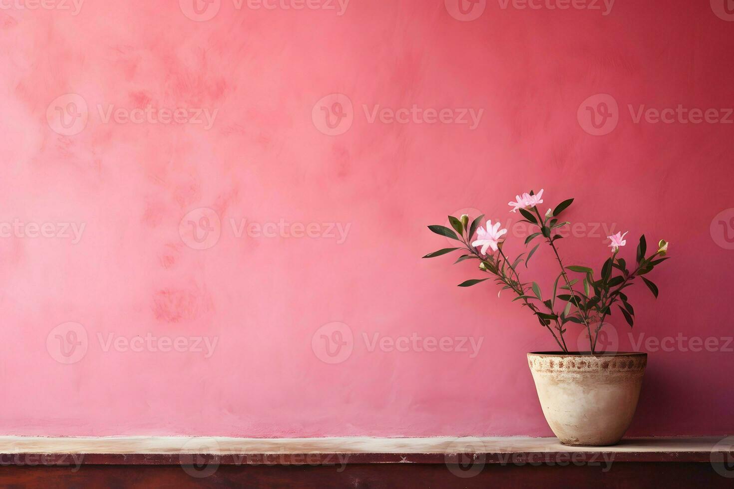 flat wall background and flower AI Generative photo