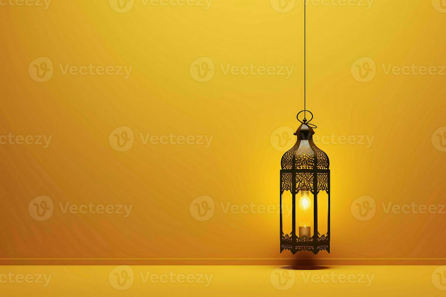 flat islamic background with lantern ai generative photo