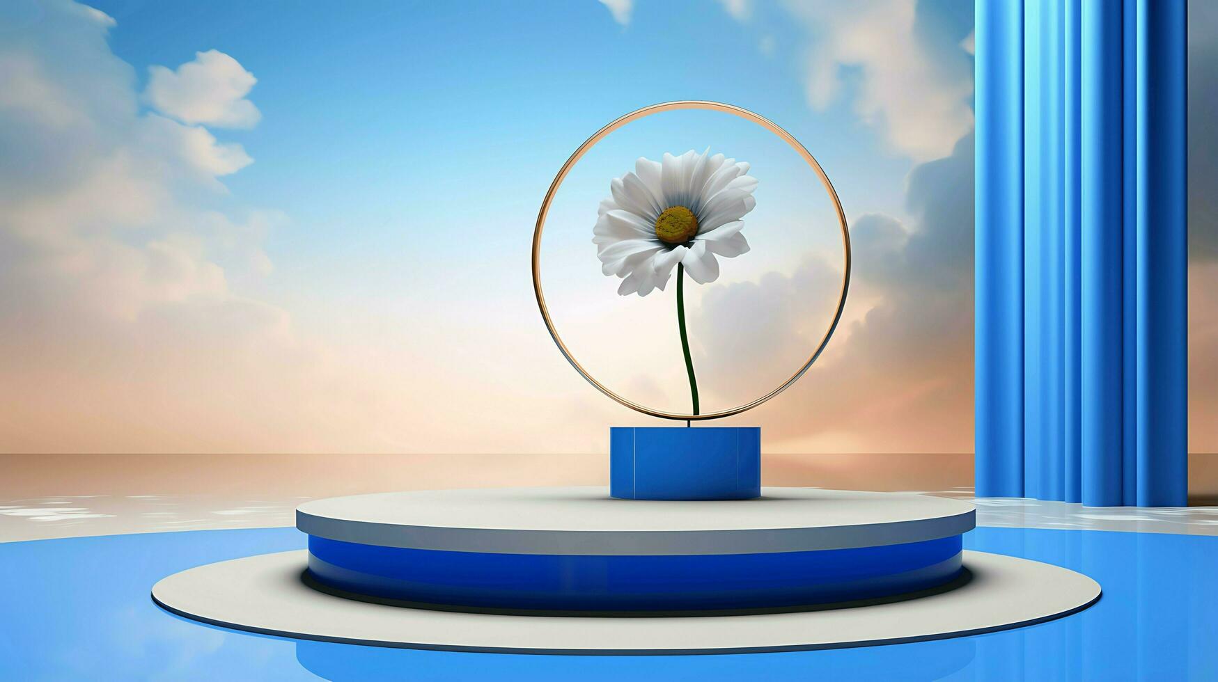 blue and pink podium for promotion AI Generative photo